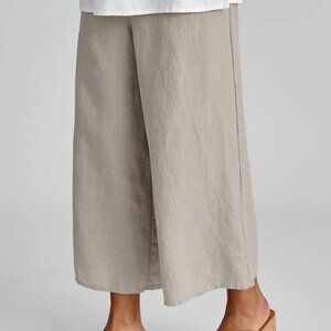 Flax Natural Sociable Flood Wide Leg Linen Pants Large